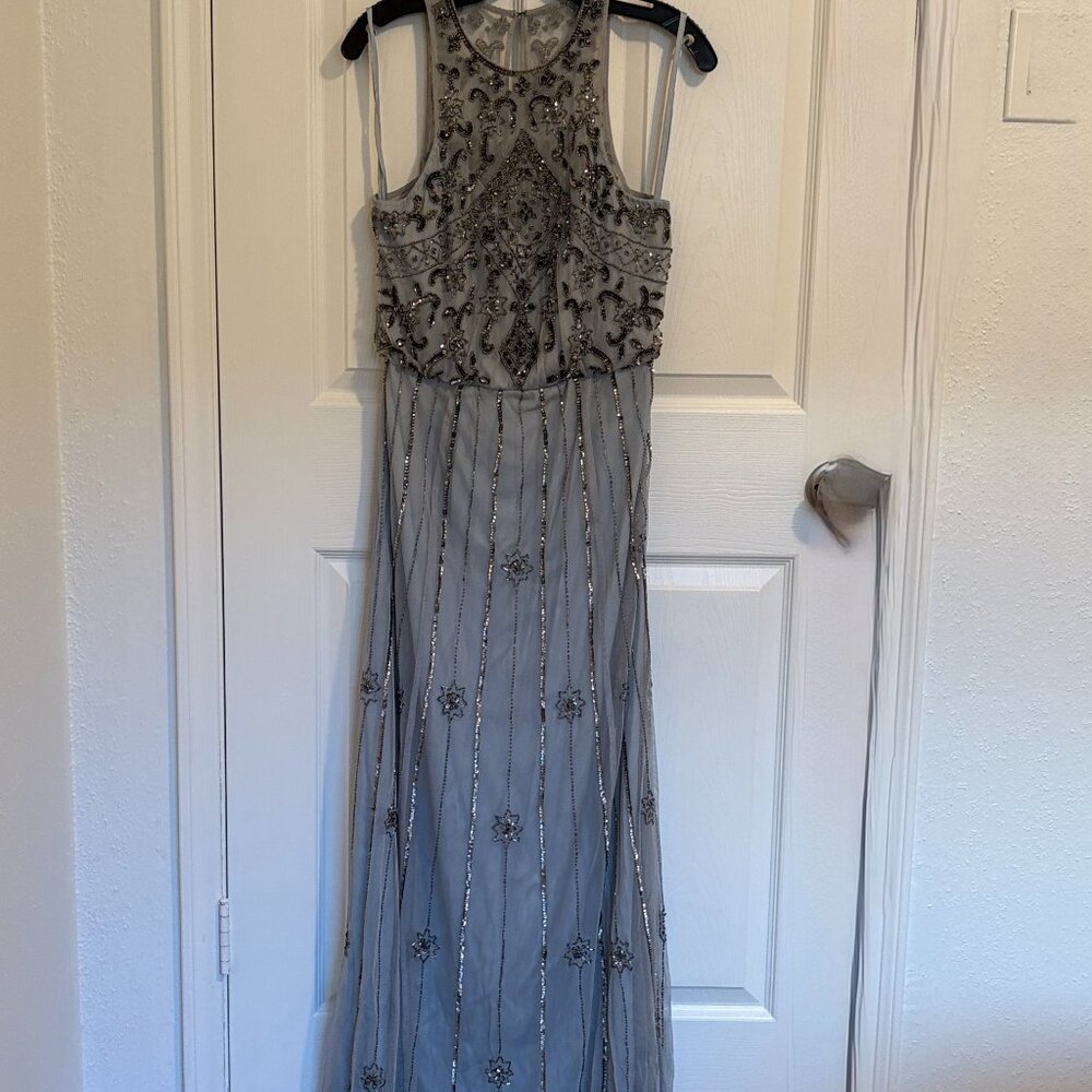 BHLDN BEADED EVENING GRAY DRESSES SIZE 2